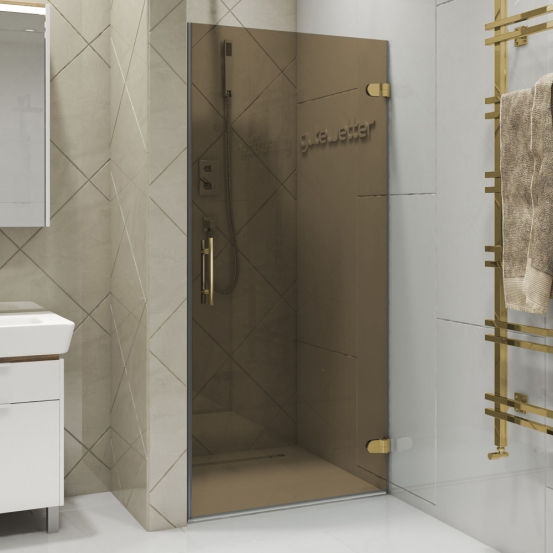 LUX DOOR GK-001-CH02 золотой металлик стекло бронзовое правое открывание двери