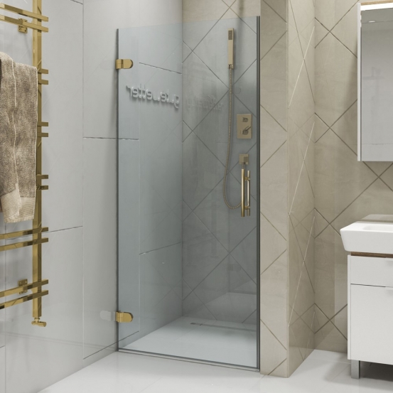 LUX DOOR GK-001-CH02 золотой металлик стекло выбеленное левое открывание двери