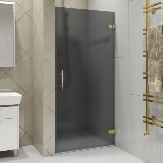 LUX DOOR GK-001-CH02 золотой металлик стекло графитовое матовое правое открывание двери