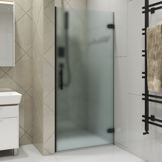 LUX DOOR GK-001-CH02 черный матовый стекло матовое правое открывание двери