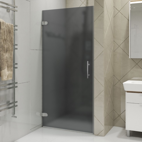 LUX DOOR GK-001-CH02 хром матовый стекло графитовое матовое левое открывание двери