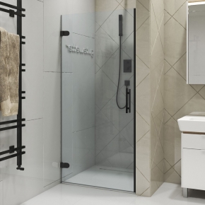 LUX DOOR GK-001-CH02 черный матовый стекло выбеленное левое открывание двери