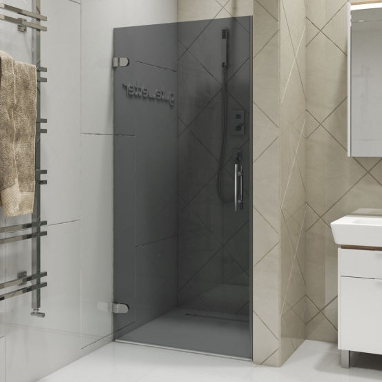 LUX DOOR GK-001-CH02 хром блестящий стекло графитовое левое открывание двери