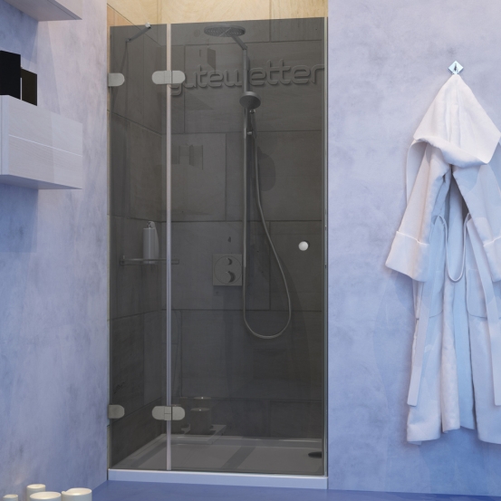 LUX DOOR GK-002A хром матовый стекло графитовое левое открывание двери