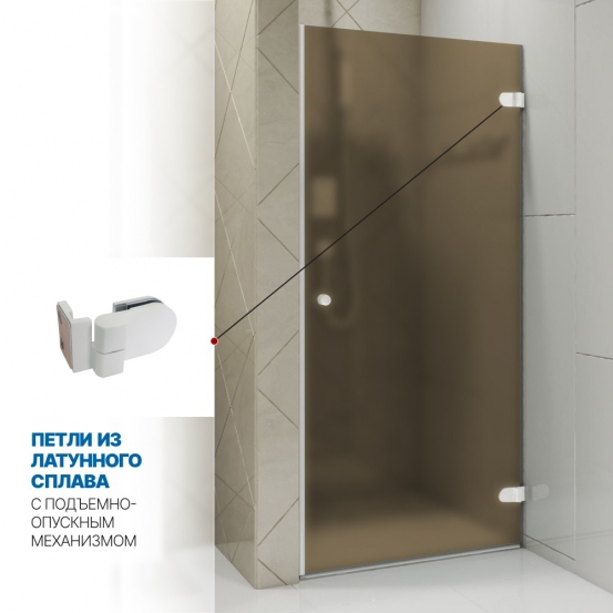 Инфографика 3 LUX DOOR GK-001 белый матовый стекло бронзовое матовое толщина 0_8 правое открывание двери
