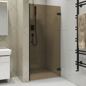 LUX DOOR GK-001 черный матовый стекло бронзовое правое открывание двери