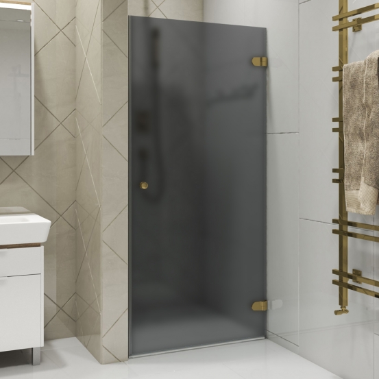 LUX DOOR GK-001 золотой гальванический стекло графитовое матовое правое открывание двери