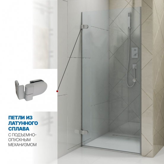 Инфографика 3 LUX DOOR GK-001 хром матовый стекло выбеленное толщина 0_8 левое открывание двери