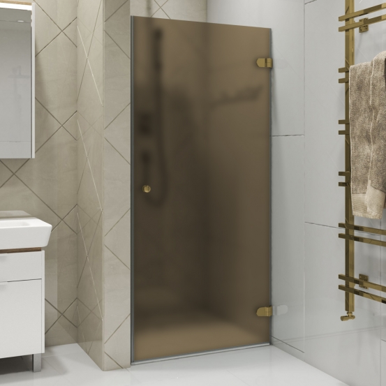 LUX DOOR GK-001 золотой гальванический стекло бронзовое матовое правое открывание двери