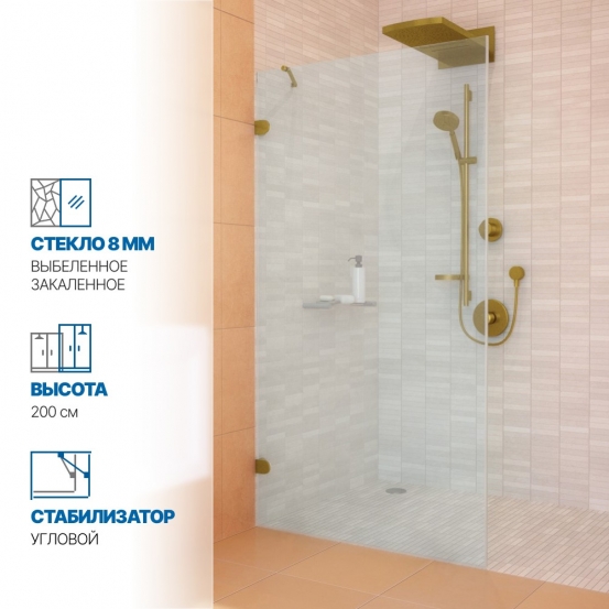 Инфографика 1 LUX DOOR GK-001N золотой гальванический стекло выбеленное толщина 8_0