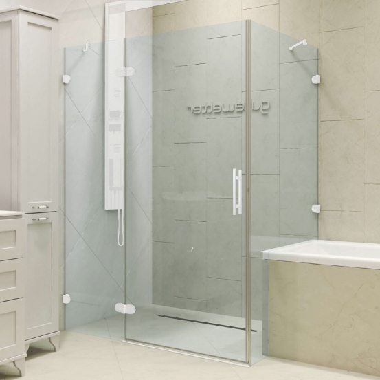 LUX SQUARE GK-003V1-CH02 белый матовый стекло выбеленное левое открывание двери