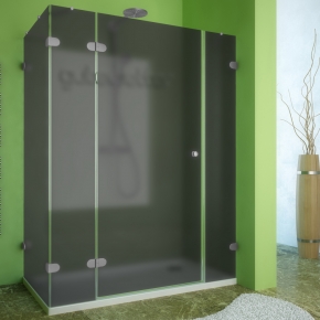 LUX RECTAN GK-004B хром матовый стекло графитовое матовое левое открывание двери