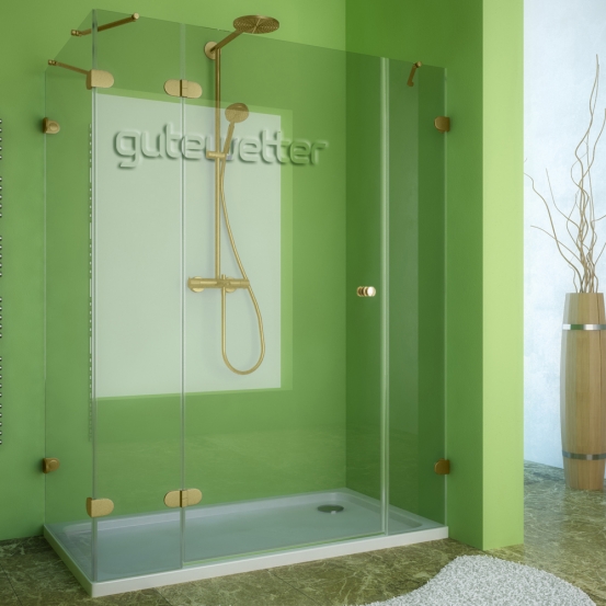 LUX RECTAN GK-004B золотой гальванический стекло бесцветное левое открывание двери