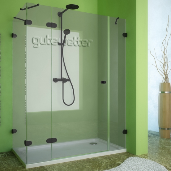 LUX RECTAN GK-004B черный матовый стекло выбеленное левое открывание двери