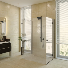 LUX RECTAN GK-104C черный матовый стекло выбеленное правое открывание двери