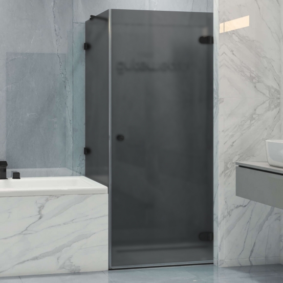 LUX SQUARE GK-002V-2511 черный матовый стекло графитовое матовое правое открывание двери