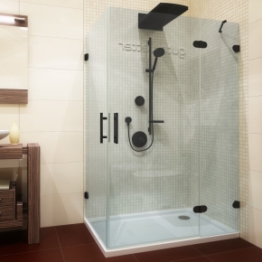 LUX RECTAN GK-003B-CH02 черный матовый стекло выбеленное правое открывание двери