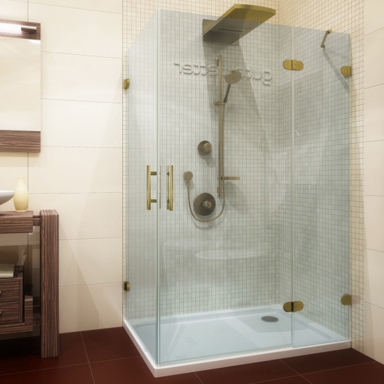 LUX RECTAN GK-003B-CH02 золотой гальванический стекло выбеленное правое открывание двери