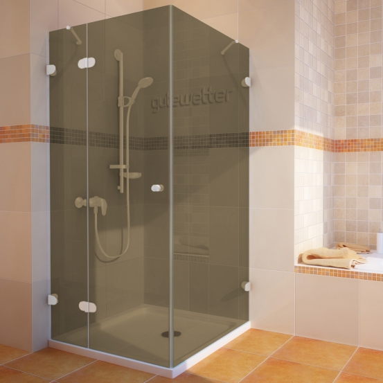LUX SQUARE GK-003 белый матовый стекло бронзовое левое открывание двери