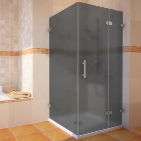 LUX SQUARE GK-003-CH02 хром матовый стекло графитовое матовое правое открывание двери