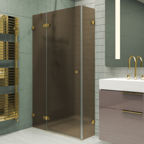 LUX SQUARE GK-003GC-2522 золотой металлик стекло бронзовое матовое левое открывание двери