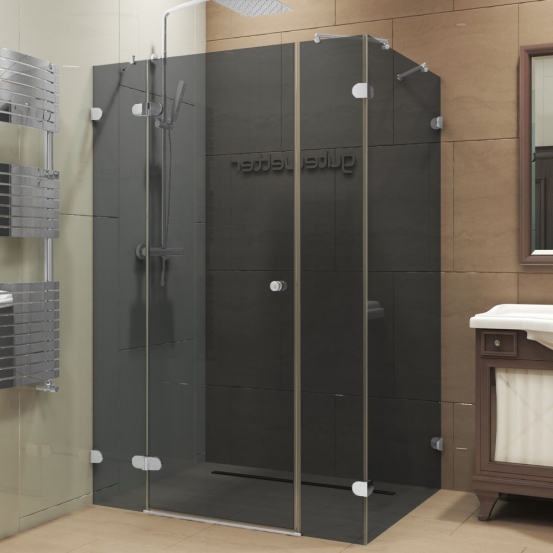 LUX RECTAN GK-004B1 хром матовый стекло графитовое левое открывание двери