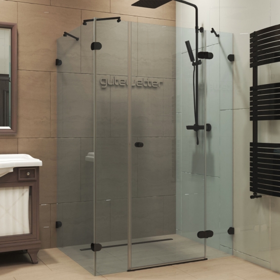 LUX RECTAN GK-004B1 черный матовый стекло выбеленное правое открывание двери