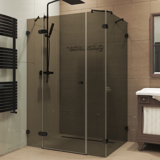 LUX RECTAN GK-004B1 черный матовый стекло бронзовое левое открывание двери