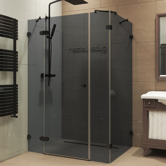 LUX RECTAN GK-004B1 черный матовый стекло графитовое левое открывание двери