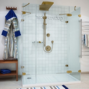 LUX RECTAN GK-005A золотой гальванический стекло выбеленное правое открывание двери