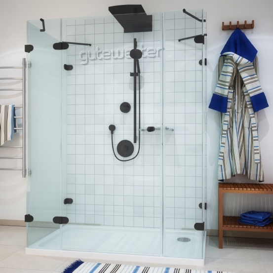 LUX RECTAN GK-005A черный матовый стекло выбеленное левое открывание двери