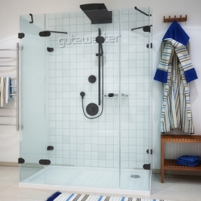 LUX RECTAN GK-005A черный матовый стекло выбеленное левое открывание двери