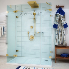 LUX RECTAN GK-005A золотой металлик стекло бесцветное левое открывание двери