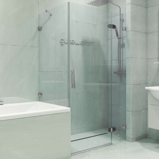 LUX SQUARE GK-003V-2522-CH02 хром матовый стекло выбеленное правое открывание двери
