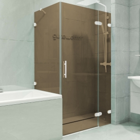 LUX SQUARE GK-003V-2522-CH02 белый матовый стекло бронзовое правое открывание двери
