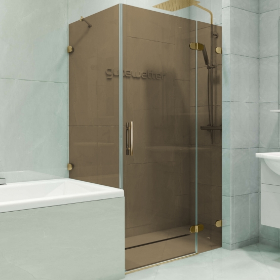 LUX SQUARE GK-003V-2522-CH02 золотой гальванический стекло бронзовое правое открывание двери