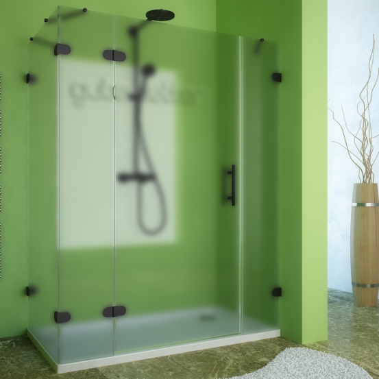 LUX RECTAN GK-004B-CH02 черный матовый стекло матовое левое открывание двери