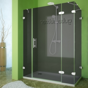 LUX RECTAN GK-004B-CH02 белый матовый стекло графитовое правое открывание двери