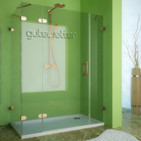LUX RECTAN GK-004B-CH02 золотой металлик стекло бесцветное левое открывание двери