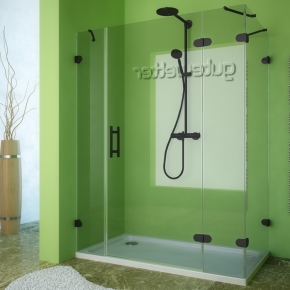 LUX RECTAN GK-004B-CH02 черный матовый стекло бесцветное правое открывание двери