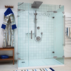 LUX RECTAN GK-005A-CH02 хром матовый стекло бесцветное правое открывание двери