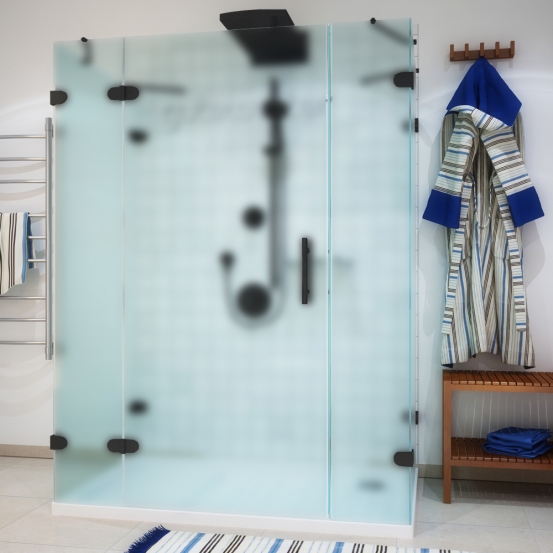 LUX RECTAN GK-005A-CH02 черный матовый стекло матовое левое открывание двери