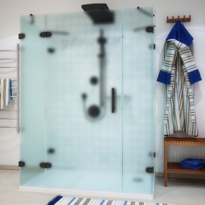 LUX RECTAN GK-005A-CH02 черный матовый стекло матовое левое открывание двери