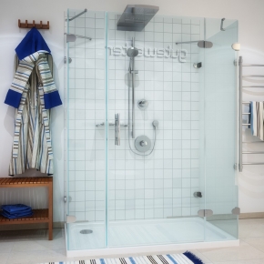 LUX RECTAN GK-005A-CH02 хром блестящий стекло выбеленное правое открывание двери