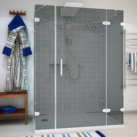 LUX RECTAN GK-005A-CH02 белый матовый стекло графитовое правое открывание двери