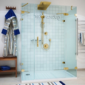 LUX RECTAN GK-005A-CH02 золотой металлик стекло бесцветное правое открывание двери