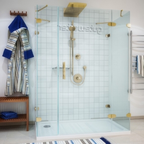 LUX RECTAN GK-005A-CH02 золотой металлик стекло выбеленное правое открывание двери