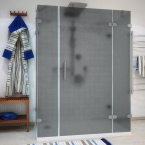 LUX RECTAN GK-005A-CH02 хром матовый стекло графитовое матовое правое открывание двери