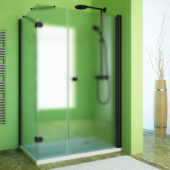 LUX RECTAN GK-103A черный матовый стекло матовое правое открывание двери