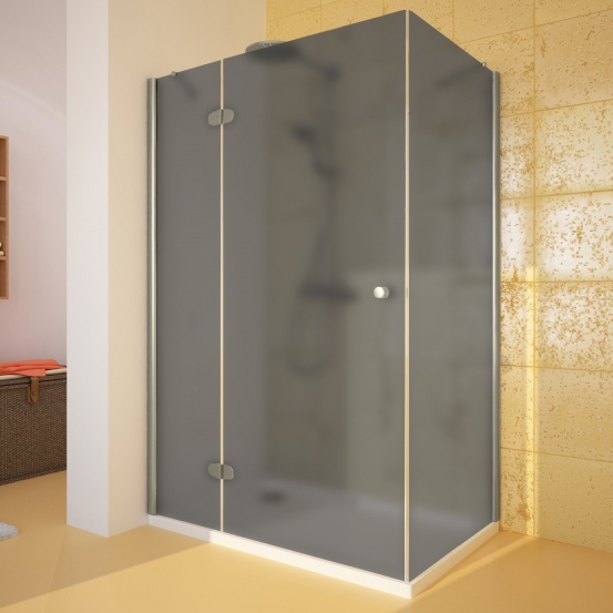 LUX RECTAN GK-103 хром матовый стекло графитовое матовое левое открывание двери